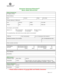 Select Agent Application - Quadrant Insurance Managers