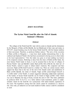 The Syrian Nizārī Ismā̔īlīs after the Fall of Alamūt. Imāmate`s