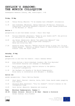shylock`s shadows: the munich colloquium - Anglistik