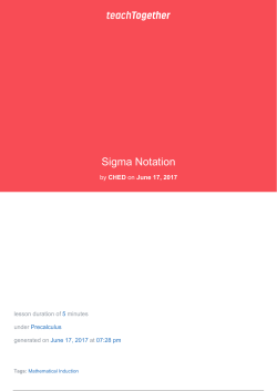 Sigma Notation - Teach Together