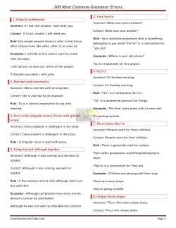 100 Most Common Grammar Errors