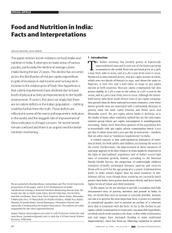 Food and Nutrition in india: Facts and interpretations