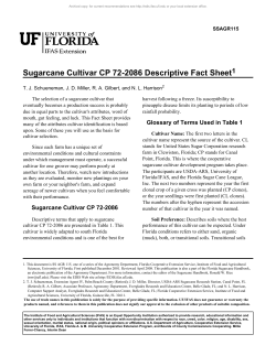 Sugarcane Cultivar CP 72-2086 Descriptive Fact Sheet1