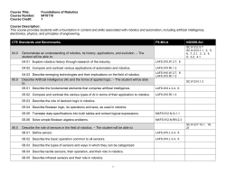 Course Title: Foundations of Robotics Course Number: 9410110