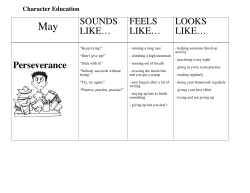 SOUNDS LIKE&hellip; FEELS LIKE&hellip; LOOKS LIKE&hellip; Perseverance