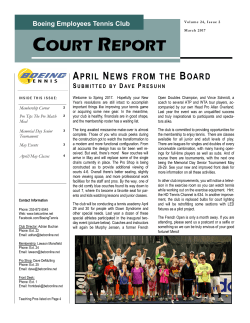 April Club Newsletter - Boeing Employees Tennis Club