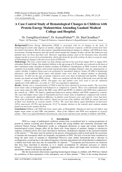 A Case Control Study of Hematological Changes in Children with