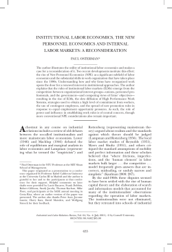 institutional labor economics, the new personnel economics
