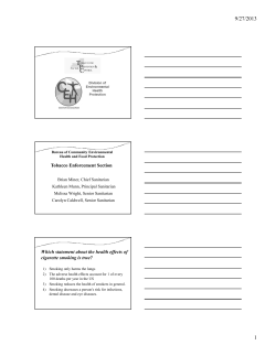 Tobacco Enforcement Section Which statement about the health