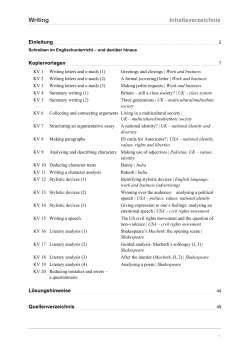 Writing Inhaltsverzeichnis