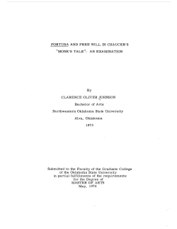 FORTUNA AND FREE WILL IN CHAUCER`S "MONK`S TALE": AN