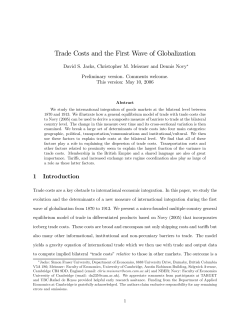 Trade Costs and the First Wave of Globalization