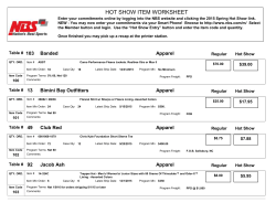 HOT SHOW ITEM WORKSHEET