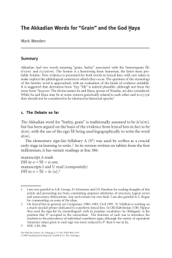 The Akkadian Words for &ldquo;Grain&rdquo;