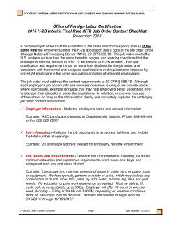 H-2B Job Order Checklist - Alaska Department of Labor and