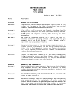 MATH CURRICULUM YEAR- LONG FIFTH GRADE Revisado: Junio