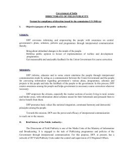 Government of India DIRECTORATE OF FIELD PUBLICITY VISION