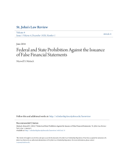 Federal and State Prohibition Against the Issuance of False