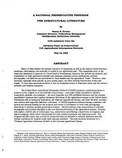 A National Preservation Program for Agricultural Literature