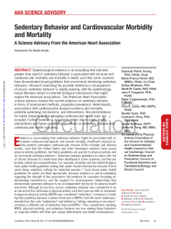 Sedentary Behavior and Cardiovascular Morbidity and Mortality