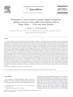 Restoration of water resources (natural capital) through the