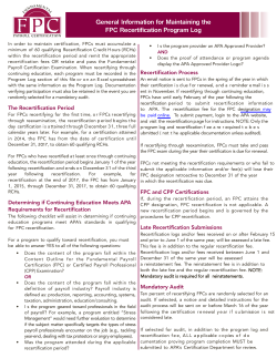 FPC Recertification Log - American Payroll Association