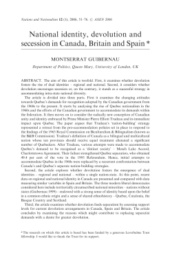 National identity, devolution and secession in Canada, Britain and