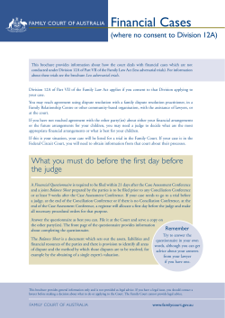 Financial Cases (where no consent to Division 12A)