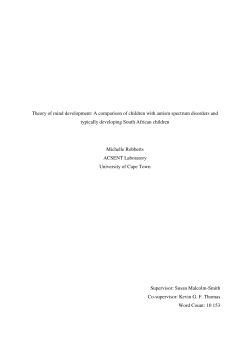 Theory of mind development: A comparison of children with autism