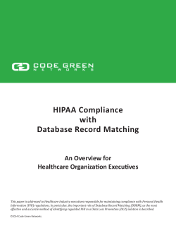 HIPAA Compliance with Database Record Matching