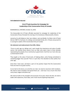 English - Erin O`Toole for Conservative Party Leader. Erin O`Toole