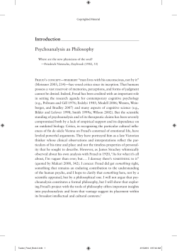 Introduction Psychoanalysis as Philosophy