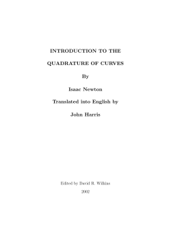 INTRODUCTION TO THE QUADRATURE OF