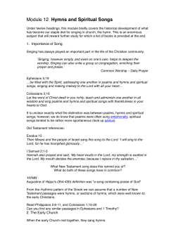 Module 12 Hymns and Spiritual Songs