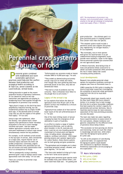Perennial crop systems &mdash; future of food