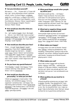 Speaking Card 11: People, Looks, Feelings