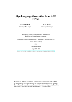 Sign Language Generation in an ALE HPSG