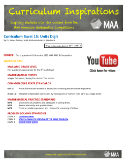 Curriculum Burst 15: Units Digit - Mathematical Association of America