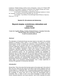 Beyond utopias. Evolutionary rationalism and noocracy