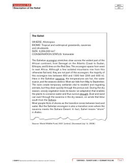 The Sahel WHERE: Afrotropics BIOME: Tropical and subtropical