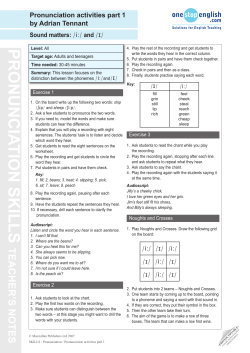 Pronunciation activities: Part 1: Lesson plan