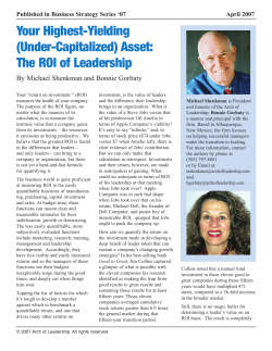 Your Highest-Yielding (Under-Capitalized) Asset: The ROI of