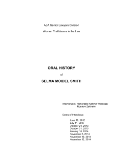 ORAL HISTORY SELMA MOIDEL SMITH
