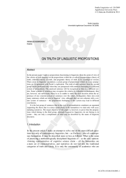 ON TRUTH OF LINGUISTIC PROPOSITIONS