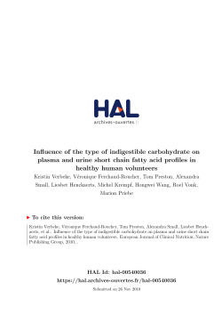 Influence of the type of indigestible carbohydrate on plasma