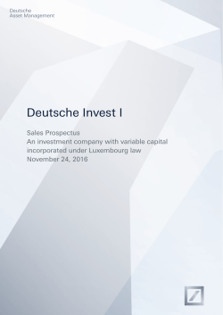 Deutsche Invest I - Deutsche Asset Management