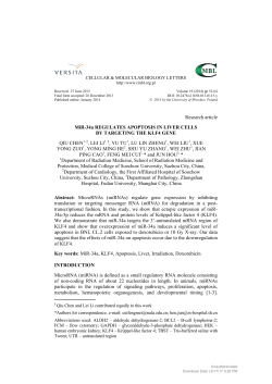 MiR-34a regulates apoptosis in liver cells by targeting the KLF4 gene