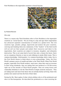 First Worldism in the imperialist countries is Social Fascism
