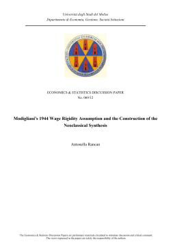 Modigliani`s 1944 Wage Rigidity Assumption and the Construction of