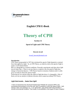 Speed of Light and CPH Theory